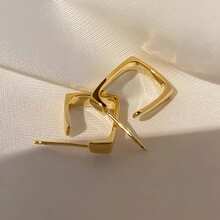 Minimalist Geometric Hoop Earrings For Elegant Women, French Style, Vintage Fashion Jewelry - 彩色 - 查看 4