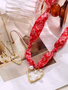 1pc Creative And Unique Santa Claus Christmas Tree Rhinestone Pearl Faux Pearl Pendant Fabric Printed Ribbon Necklace For Women, For Wearing At Festive Parties, Daily Family Gatherings, And Other Occasions, A Festive And Fashionable Piece Of Women's Jewelry.(Rhinestones In Random Color Arrangement) - Colorful - View 8