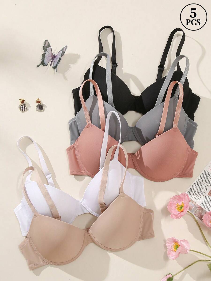 Bộ 5 áo ngực có gọng thời trang nữ MIMILEMON - Nâng đỡ, định hình và nâng ngực, gợi cảm nhưng vẫn thoải mái suốt cả ngày.