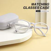1pc Portable Foldable Round Frame Reading Glasses With Separate Eyeglass Case, Magnifying Glasses Essential For Women And Men - Black - View 3