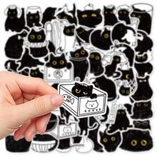 50pcs Cute Cartoon Black Cat Series Stickers, Suitable For Scrapbooking, Diaries, Laptops, Water Bottles, Cars, Etc. Faith-Based Design With Positive Messages, Great Gift - Multicolor - View 4