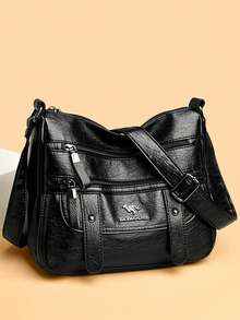 New High Quality Pu Leather Messenger Crossbody Bags For Women Luxury Designer Hand Bags Purses Ladies Shoulder Bag Sac A Mian 2025 - Black - View 3