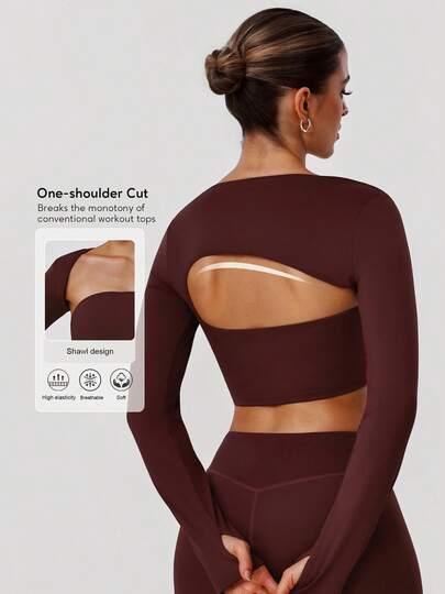 Sodalemon Women Training Casual Active Wear Long Sleeve Thumb Hole Fitness Gym Crop Top Outdoor Yoga Sport T-Shirt