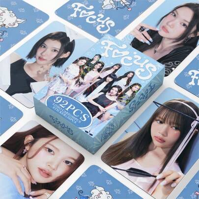 124pcs/92pcs Hearts2Hearts New Album "FOCUS" Cards, Collectible Photos Of Choi Ji-Woo And Jung Eun-Woo, Celebrity Diary Stickers, LOMO Cards, Holiday Gifts, Celebrity Diary Stickers, Printable LOMO New Album Cards, Can Be Stored In Card Cases, Wallets, Backpacks, Or Used As Decorations, Desktop Accessories, Gifts For Friends