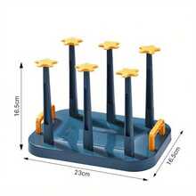 1个节省空间的塑料杯晾干架，杯子沥水架，大容量防尘倒置杯架，适用于台面，适用于玻璃杯和塑料杯，经久耐用且设计时尚，杯子晾干解决方案 | 现代杯架 | 倒置设计，杯子收纳架 - 彩色 - 查看 10