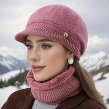 1 pezzo Cappello invernale lavorato a maglia per donne di mezza età/anziane - Rosso/Rosa Multicolore, Sensazione di lusso di alta gamma, Caldo e morbido in pelliccia di coniglio e fodera termica, Design classico con visiera, Casual e minimalista alla moda. Antifreddo per uso quotidiano/ciclismo/esterno, Regalo perfetto per Capodanno/Compleanno/Festa, Accessorio invernale essenziale, Estivo, Spiaggia, Vacanza, Viaggio - nero - Visualizzare 3