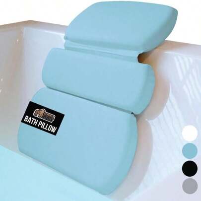 GORILLA GRIP Bath Pillow For Tub, Improved Suction Cups, Luxury Bathtub Pillows, Headrest For Neck And Back Support, Relaxing Home Spa, Hot Tubs And Bathroom Essentials, Gifts For Women, 2 Panel Beige