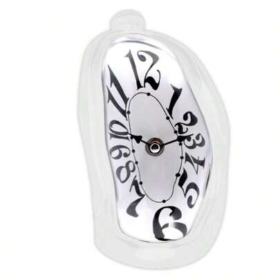Melting Clock - Surreal Inspired Twisted Design, High-Quality Plastic Rectangular Desktop & Wall Clock With Roman Numerals, Home Office Decoration