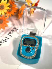 1pc Mini Rhinestone Counter Finger Ring Tally Counter, Compact & Lightweight, 0-99999 Counting Range, Convenient For Prayer Counting, Inventory Counting, People Counting, Etc. - Multicolor - View 1