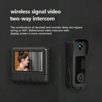 Timbre de vídeo inalámbrico talla grande reciente, monitor interior en tiempo real de 4.3", sin necesidad de aplicación, grabación local, visión nocturna mejorada, audio bidireccional, batería de larga duración, uso interior, montaje en pared, control táctil, recargable, monitoreo del hogar amigable para personas mayores