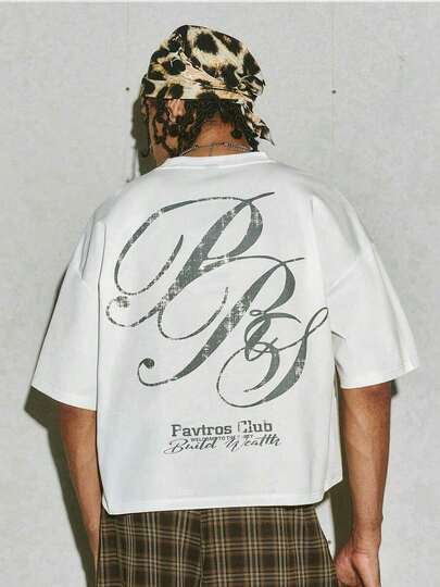 Manfinity Streetrush Estilo de Calle para Hombres Popular INS CombinaciónRopa de calle para hombres, camiseta de manga corta con cuello redondo y estampado cómodo para hombres, camiseta gráfica, estilo callejero, regalo para novio, camiseta corta cuadrada para hombres, camisetas holgadas, camiseta gráfica corta Y2k para hombres, camiseta corta estampada de gran tamaño para hombres VRKH