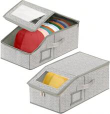 2 Piezas Porta Gorras, Organizador de Gorras de Béisbol, Diseño Apilable, Ventana Transparente, Capacidad para 24 Gorras, Apto para Guardar en Armarios, Cajones y Dormitorios (Gris) - 1 - Ver 2