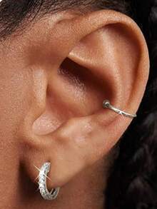 1pc Women Rhinestone Ear Cuff Clip-On Earring, Fashionable Accessory Gifts For Daily Wear - Nose Clip - View 8