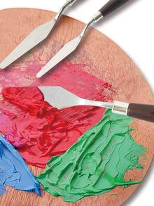 5pcs/Set Red Stainless Steel Palette Knife, Painting Scraper, Palette For Oil-Based Paints - Sets - View 2