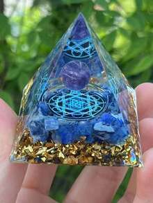 Piramide di orgonite artigianale con albero della vita, chakra, Reiki, cristalli artificiali, gioielli da yoga, decorazioni e artigianato per ufficio