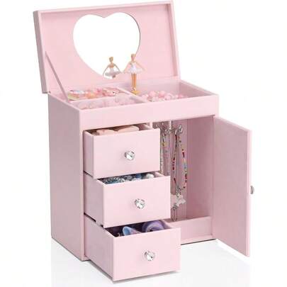 Vlando Musical Jewelry Box For Girl4 Layer Large Music Jewelry Boxes With Ballerina Girls Jewelry Box With Mirror Birthday S Gifts Girls Gifts 8-12 Years Old Pink