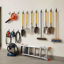 Garage 10 Heavy Duty Tool Hooks: Steel Wall Hanger, Tool Storage And Organizing Rack - Black - View 5