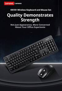 Lenovo Kombo Keyboard dan Mouse Nirkabel 2.4GHz: Portabel, Finishing Matte, Mode Tidur Multi-Level, Mesin Pelacak Optik Presisi Tinggi, Cocok untuk Laptop, Desktop, All-in-One, dan Penggunaan Kantor. - Hitam - View 3