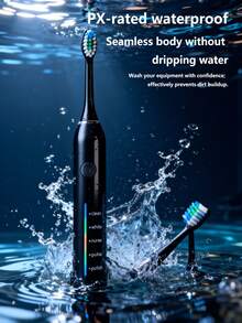 This Rechargeable Electric Toothbrush Features 5 Cleaning Modes (Clean/Whiten/Care/Pulse/Polish), Comes With 4 Replacement Brush Heads, A 2-Minute Smart Timer And A 30-Second Zone Reminder, Is IPX7 Waterproof, Has Long Battery Life, And Is Suitable For Home And Travel Use. - Multicolor - View 3