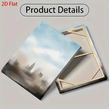 Modern Minimalist Skyline Wall Art - 2D Flat Cityscape Painting With & One World Trade Center, Blue & White Hues Wood Frame Wrapped Canvas For Living Room, Office, Study - Iconic Manhattan Skyline Decor, 2D Flat - Nhiều màu - Xem 5