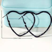 1 Pair Of Earrings , Fashionable, Personalized, Exaggerated Earrings, Heart-Shaped Earrings - Black - View 2