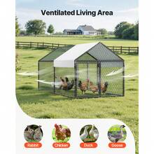 Metal Chicken Co Op For 4-6 Chickens, 3.3 X 6.6 X 3.3 Ft, Small Chicken Cage With Waterproof Cover & Double Doors, Spire Roof Poultry Run Compatible With Wooden Coops, For Rabbit Hen Goose Duck - 1*2*1m - 查看 8