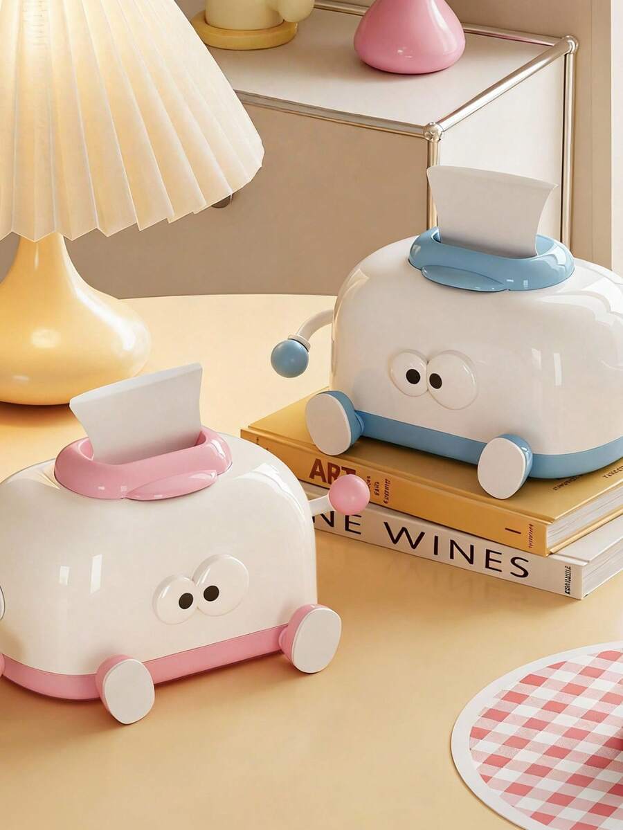 1pc Creative Cute Big Eye Tissue Box, High-End Paper Towel Box, Cream Style Home Living Room Tabletop Napkin Holder - Multicolor - View 1