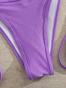 Sexy & Elegant Bohemian Knotted Backless Strap Beach Dress, Suitable For Casual, Vacation, Date Night In Summer - Purple - View 4