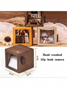 Custom Handmade Flip Book Photo Frame , Personalized Wood Hand-Cranked Animation Box, 8 Photos Display, Memorial Album With Beech/Black Walnut Fram, Suitable For Couples, Birthday, Anniversary, Christmas - Multicolor - View 4