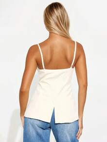 Women's Plain Casual Button Blouse, Versatile Daily Wear For Summer - White - View 2