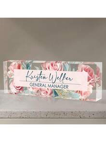 个性化办公桌铭牌 - 定制员工感谢礼品 - 亚克力办公桌铭牌 - 办公桌装饰礼品 - 送给老板、员工、教师、护士、经理的办公礼品（粉色兰花），完美的感谢礼品，个性化返校装饰，学习用品，送给教师，送给男孩女孩，送给青少年，初中生，高中生，大学生，大一新生，大二学生，低年级学生，度假氛围，办公室装饰