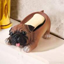 Cute Pug Dog Shaped Soap Dish, Bathroom Sink Organizer Tray, Non-Slip Draining Soap Holder - Multicolor - View 4