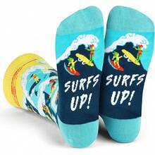 Calcetines Divertidos Lavley Para Hombres - Regalos Novedosos Para Fanáticos del Deporte, Golf, Pickleball, Levantamiento de Pesas, Carreras y Más - ¡A surfear! - Ver 12