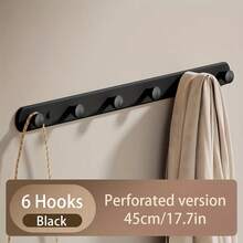 Wall Mounted Coat Rack, White Hooks, Adhesive/Screw Mounted, Stainless Steel Door Hooks, For Hanging Hats, Towels, Clothes, With 4/5/6/7/8 Round Hangers - Multicolor - View 16