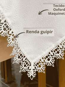 Toalha de mesa Requinte 2,20m x 1,50m para cozinha 6 cadeiras - Branco - Visão 4