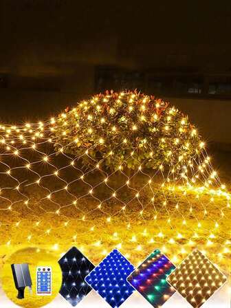 1PC 3m*2m Solar Garden Net Lights - Connectable Design For Extended Decor, Waterproof For Outdoor Use, Ideal For Garden Bushes/Xmas Tree/Courtyard, Perfect Holiday Wedding Party & House Decor
