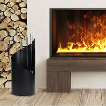 4-Piece Modern Fireplace Tool Set Including A Shovel, Brush, Poker And Stand, Stove Tools, Black, 56 X 22 X 22 Cm - Black - View 6