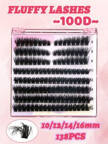 154 PEÇAS/138 PEÇAS/122 PEÇAS/106 PEÇAS Cílios Individuais Wispy Cluster Cílios Mikiwi Cílios Volumosos em Cluster 80D/100D/120D/150D Extensões de Cílios Individuais em Cluster Grossos Cílios em Cluster Curl D Fácil DIY em Casa - Preto - Visão 8