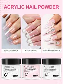 coscelia 9件装丙烯酸粉及30毫升EMA液体系统套装，包含粉色、透明、白色丙烯酸粉和美甲单体，适合女性美甲DIY沙龙礼品 - 彩色 - 查看 4