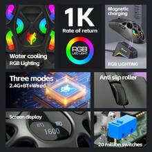 Ratón inalámbrico Bluetooth H16, ligero S205, 3 modos, adecuado para juegos, recargable, iluminación RGB, compatible con PC, portátil y tableta, Navidad - Negro - Ver 5