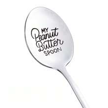 1pc Stainless Steel Engraving Spoon, Peanut Butter Spoon, Coffee Spoon, Gift, Suitable For Cafe Restaurant - 銀色 - 查看 5