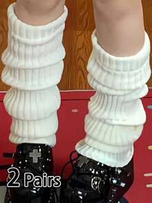1 par de calentadores de piernas de unicolor, utilizados para botas de nieve, elegantes y cálidos, adecuados para atuendos de regreso a la escuela, calcetines de Halloween, otoño e invierno, compras casuales, vacaciones, atuendos de fiesta de Navidad
