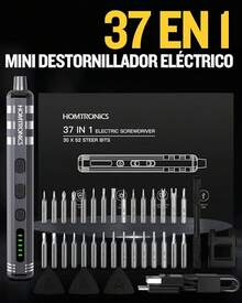 37 en 1 Destornillador Eléctrico de Precisión, [Torsión Eléctrica Ajustable] Homtronics Recargable Desarmador Eléctrico Inalambrico con Luz LED para Anteojos, Computadoras, Teléfonosóviles, Cámaras - Gris - Ver 5