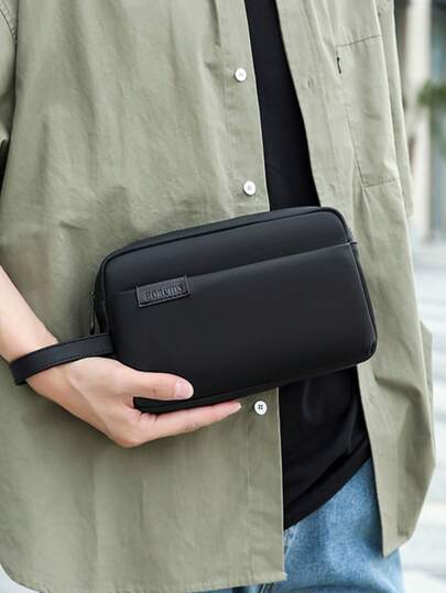 男士多口袋休闲手提包，商务旅行手提包，大容量腕包，适合返校、父亲节、情人节礼物