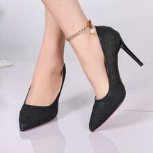Glitter Red Soled High Heels For Women 2025 New Model, Size 43, Black Slim Heel, Sexy Pointed Toe, Exquisite Professional Temperament, Single Shoe - 黑色 - 查看 3