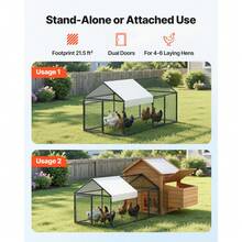 Metal Chicken Co Op For 4-6 Chickens, 3.3 X 6.6 X 3.3 Ft, Small Chicken Cage With Waterproof Cover & Double Doors, Spire Roof Poultry Run Compatible With Wooden Coops, For Rabbit Hen Goose Duck - 1*2*1m - 查看 2