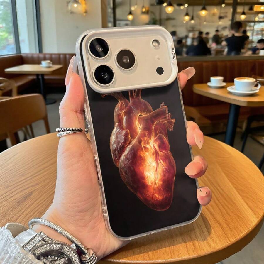 Funda de Teléfono Diseño de Anatomía de Corazón para 14 Pro Max 13 Pro 12 Galaxy S23 S22 S21 Regalo Ideal para Todas las Estaciones - Negro - Ver 1