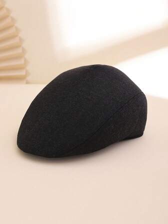 Boina masculina preta, forrada termicamente, grossa e quente, tamanho grande, com aba, estilo casual e moderno para homens de meia-idade, ideal para o dia a dia ou como presente para o Dia dos Pais.