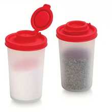 4pcs Salt And Pepper Shakers Moisture Proof Set Of Salt Shaker To Go Camping Picnic Outdoors Kitchen Lunch Boxes Travel Spice Set Clear With Red Lids Plastic Airtight Dispenser