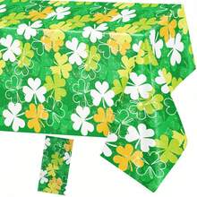 St Patricks Day Tablecloth Green Clover Disposable Table Cover Rectangle Ireland Table Cloth For Home Party Decoration - Green - View 4